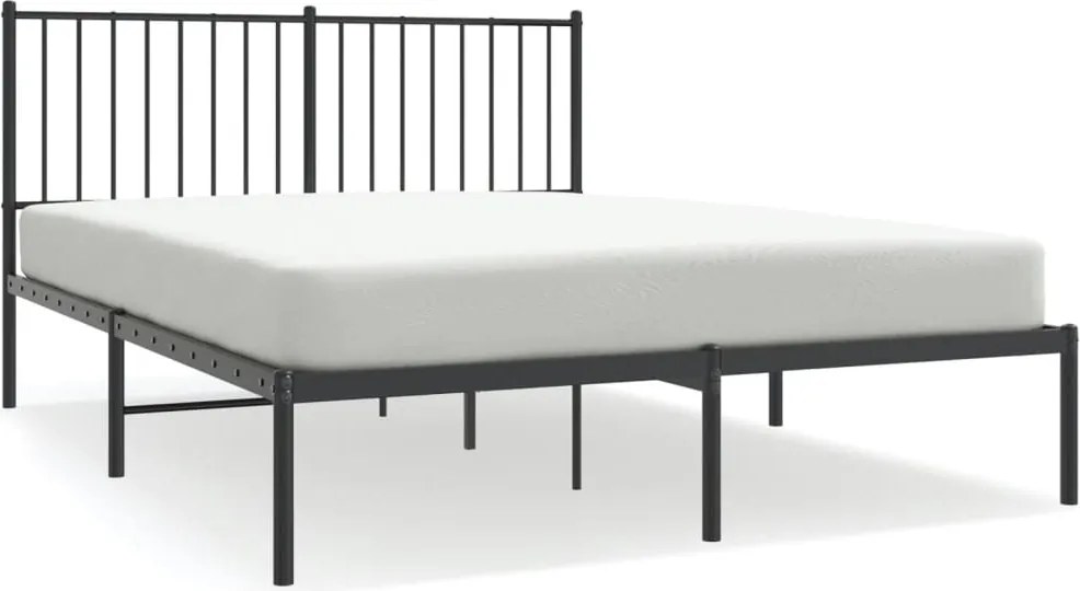 vidaXL Cadru de pat metalic cu tăblie, negru, 140x190 cm