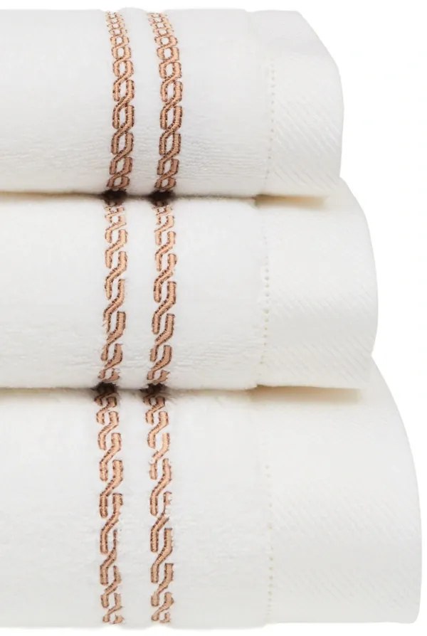 Prosop CHAINE 50 x100 cm Alb – Broderie albastră