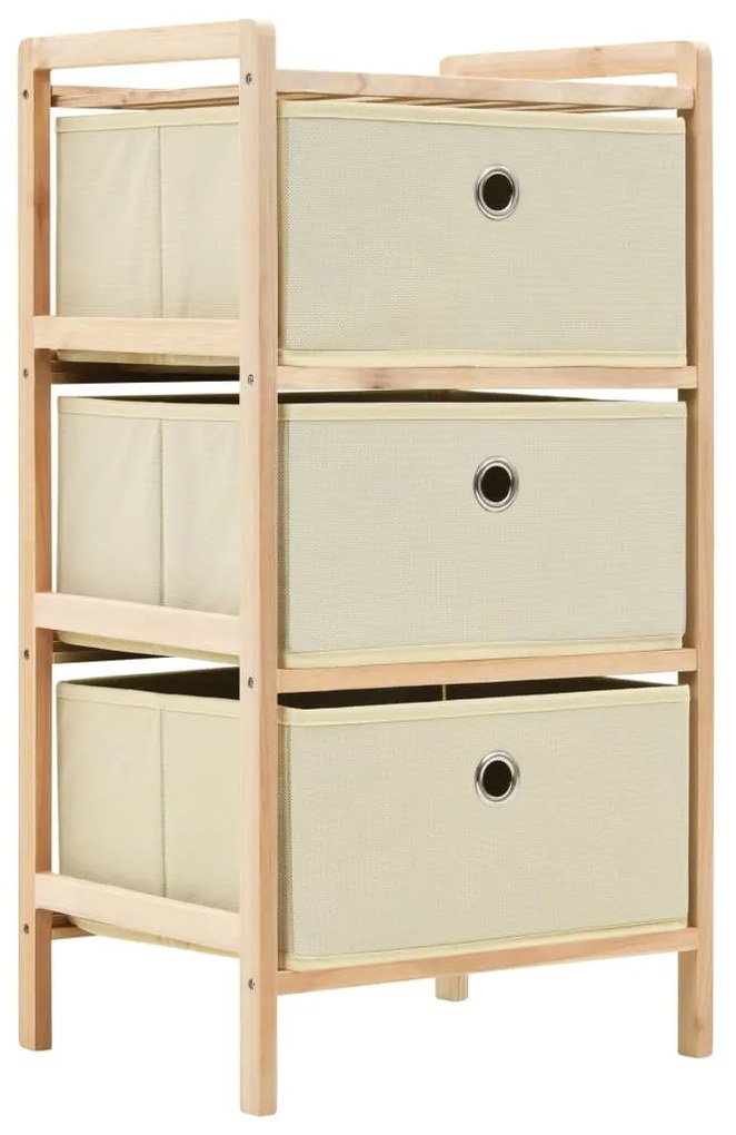 vidaXL Dulap depozitare cu 3 coșuri din textil, lemn de cedru, bej