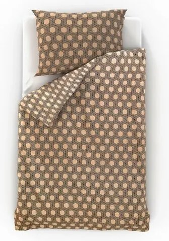 Kvalitex Satin lenjerie de pat Luxury Collection Carero bej, 220 x 200 cm, 2 buc. 70 x 90 cm