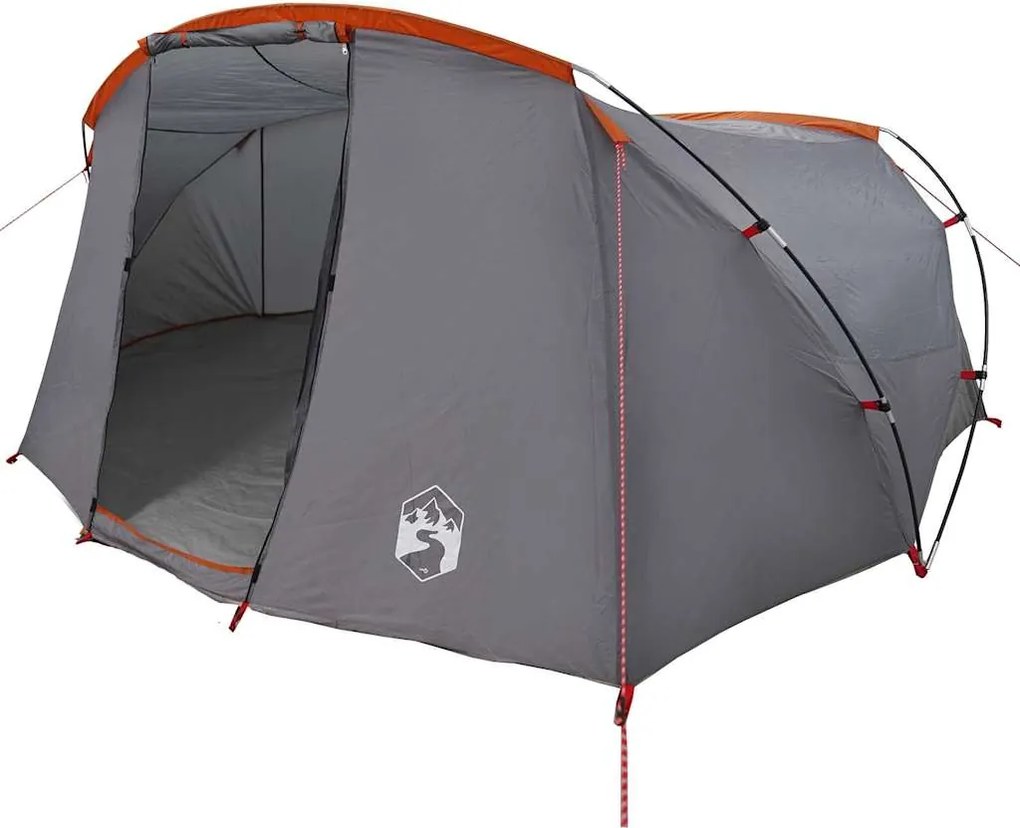 vidaXL Cort tunel pentru 4 persoane cu acoperiș Gri și Portocalie