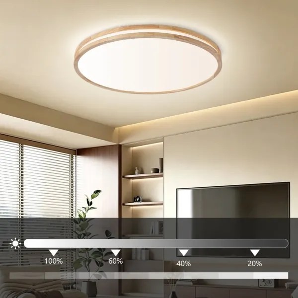 Brilagi - Lampă LED dimabilă MOLINA LED/100W/230V 3000-6000K stejar diam. 80 cm + telecomandă