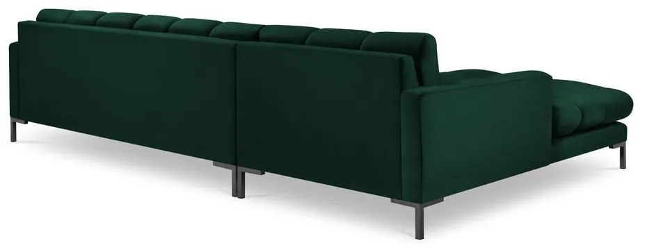 Colțar din catifea cu extensie pe partea stângă Cosmopolitan Design Bali, verde închis
