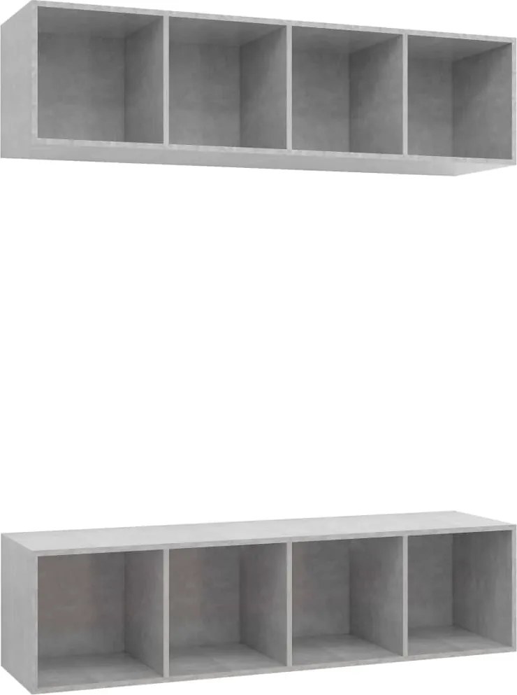 vidaXL Dulapuri TV montate pe perete, 2 buc, gri beton, lemn prelucrat