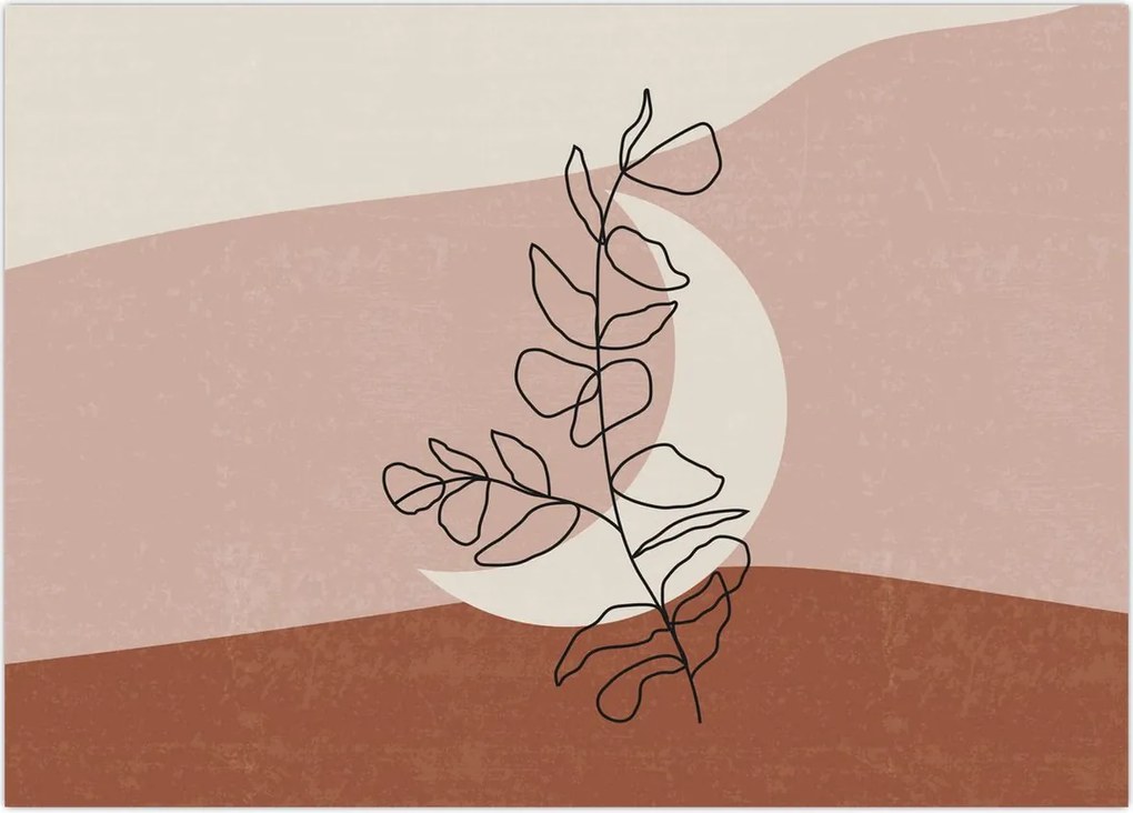 Tablou pe sticlă - Boho frunze N⁰2 (70x50 cm)