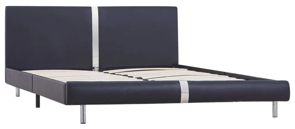 Cadru de pat, negru, 140 x 200 cm, piele ecologica Negru, 140 x 200 cm