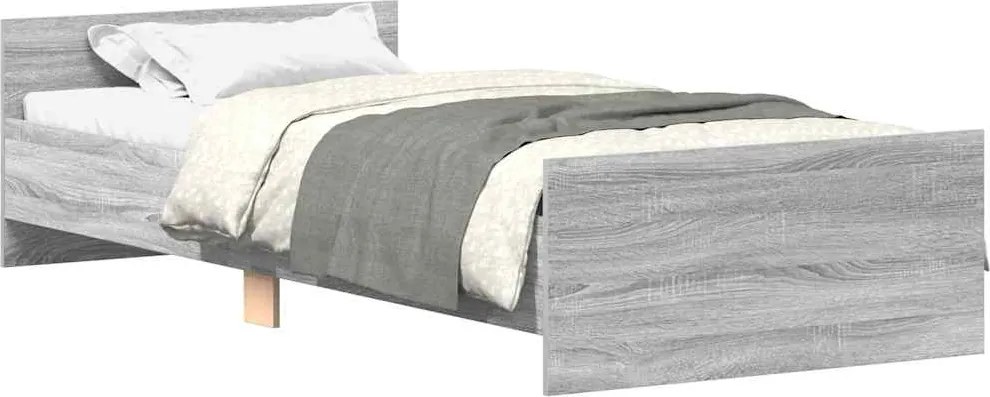 vidaXL Cadru de pat, gri sonoma, 100x200 cm, lemn prelucrat