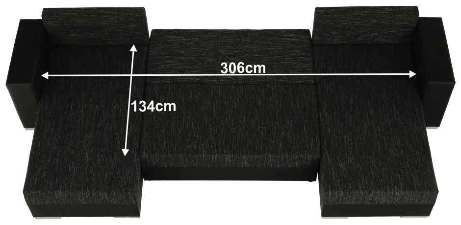 Zondo Colțar în formă de U Esa (negru + negru șuvițat). 1016591