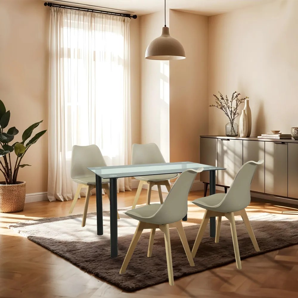 Set de masă Merlo 4+1 bej