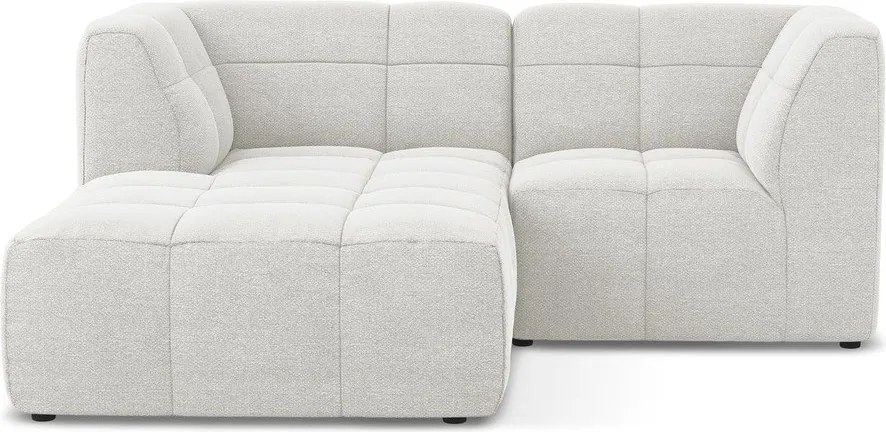 Colțar alb cu tapițerie din țesătură bouclé (cu colț pe partea stângă/cu șezlong) Aloha – Makamii