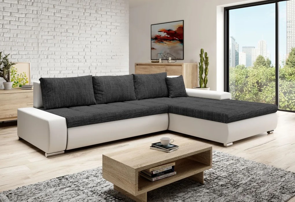 Supermobel Coltar TOSCANIA C, 297x80x214, berlin 01/piele eco alba, dreapta