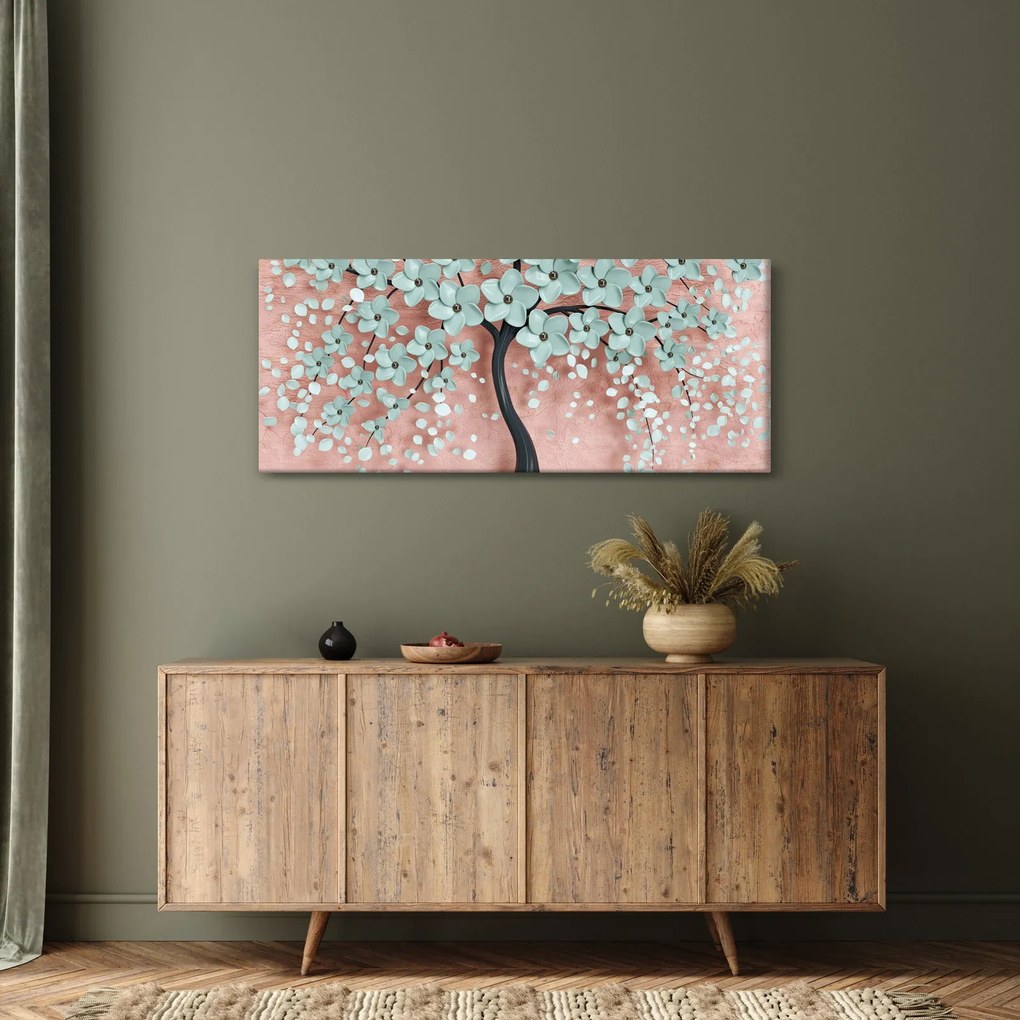 Tablou - Flori albastre în pastel (120x50 cm)