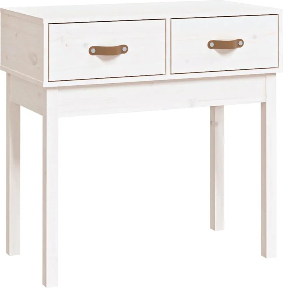 vidaXL Masă consolă, alb, 76,5x40x75 cm, lemn masiv de pin