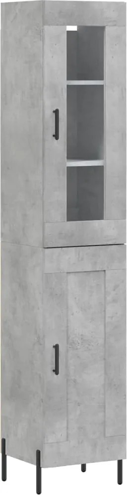 vidaXL Dulap înalt, gri beton, 34,5x34x180 cm, lemn prelucrat