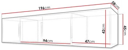 Suprastructură dulap Lenona Lux D4 (Stejar wotan + Negru) . 1104484