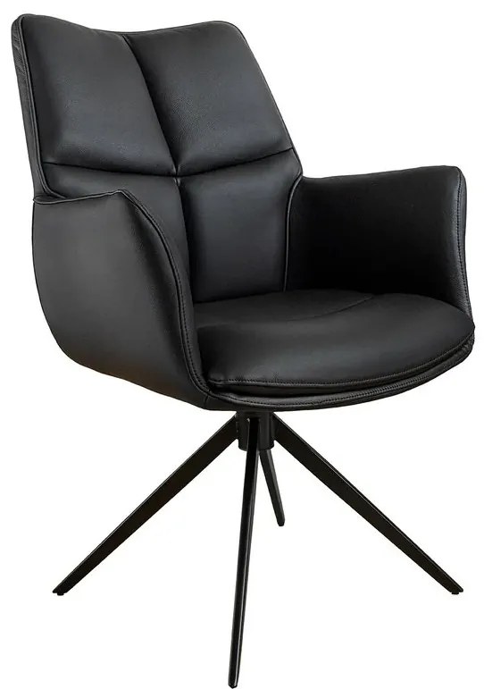 Scaun pivotant modern, Piele Naturala, Negru, PAPILLON