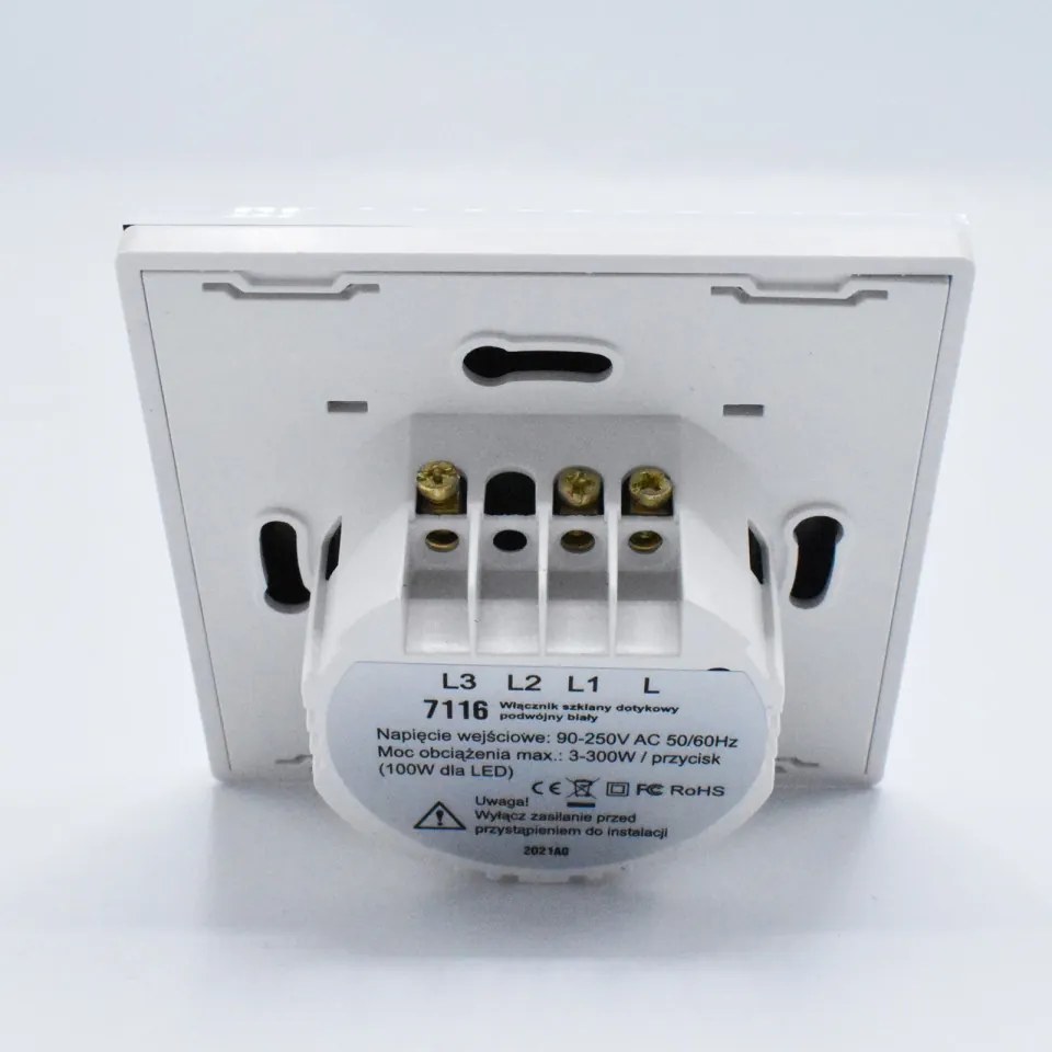 Intrerupator Touch Dublu, sticla securizata, IP45, alb, Smart House, Masterled
