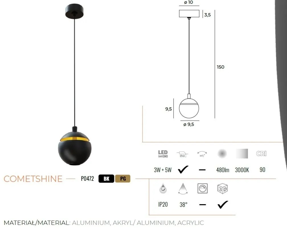 Pendul, Lustra suspendata LED design modern COMETSHINE