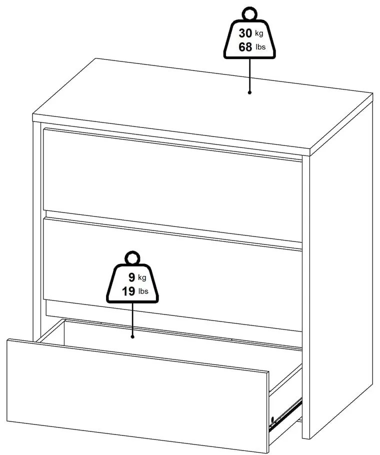 Comodă albă-în culoare naturală cu aspect de lemn de stejar 80x84x48 cm Next – Tvilum