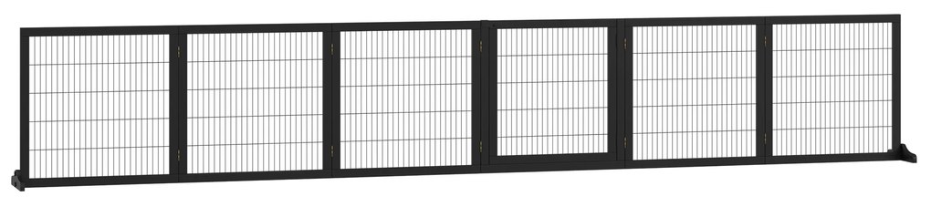 PawHut Poarta pentru câini pliabilă, 432 x 36 x 70 cm Lemn de pin, Negru | Aosom Romania