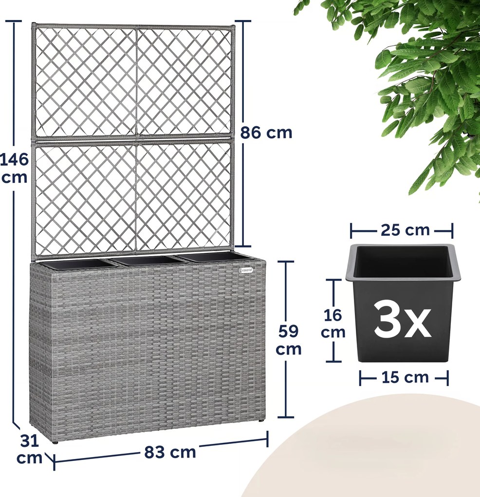 Deuba Ghiveci cu cutie și grilă - gri