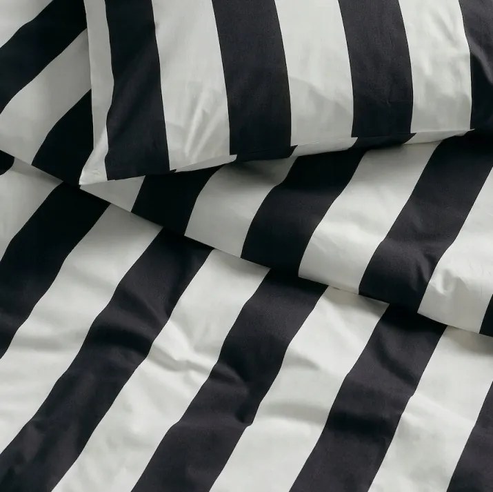 Lenjerie de pat din bumbac MONOLINE negru-alb Dimensiune lenjerie de pat: 70 x 80 cm | 140 x 200 cm