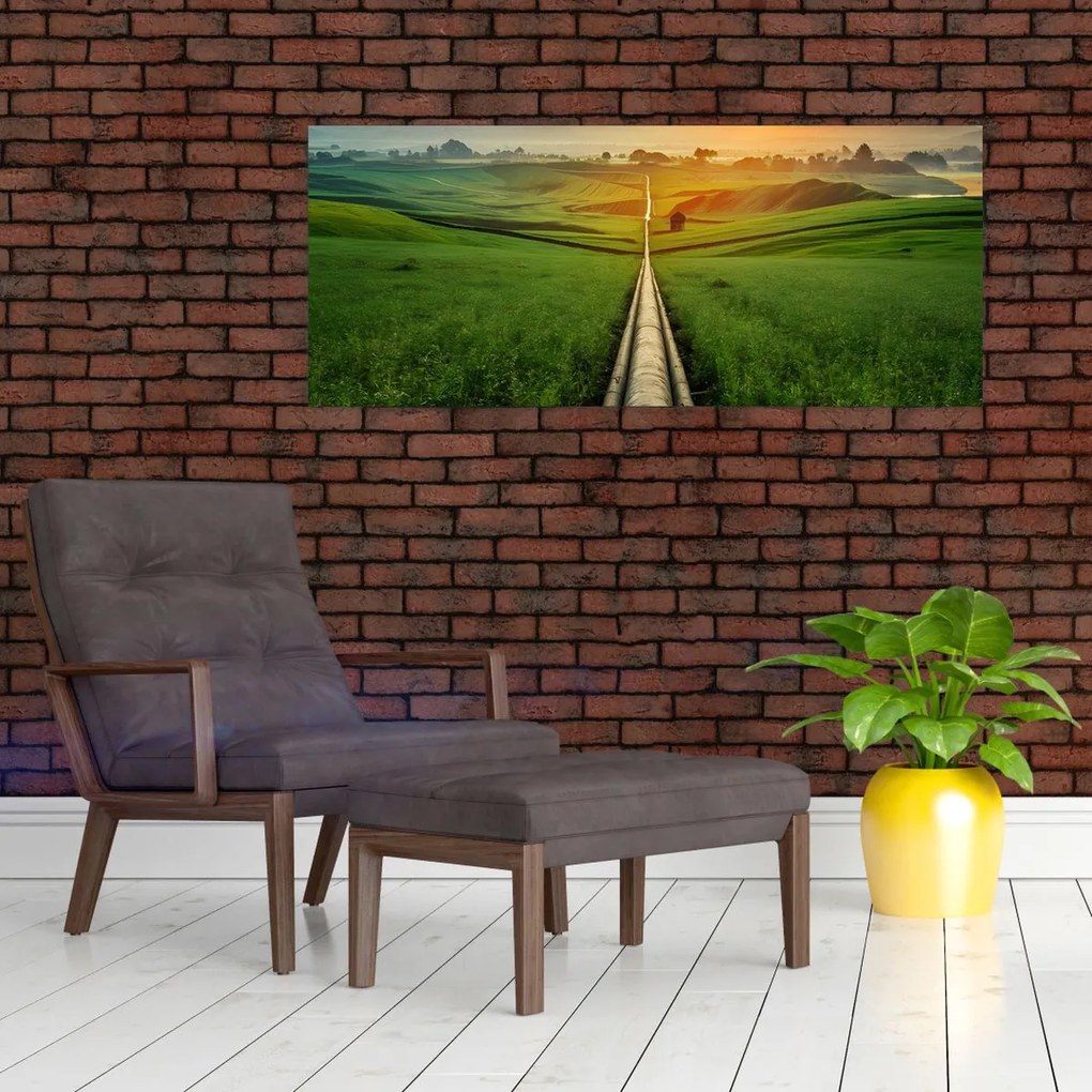 Tablou - Răsărit de soare peste vale (120x50 cm)