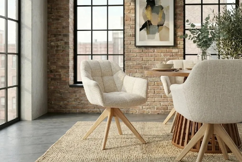 Scaun pivotant PAPILLON tesatura chenille/ stejar