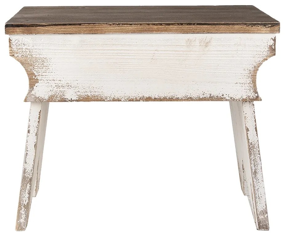 Scaunel din lemn masiv, aspect vintage, 47x29x38 cm, Bany