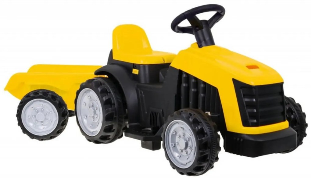 Tractor Electric cu acumulator pentru copii NOVOKIDS™ Mini Farmer Tractor, Cu remorca, Max 25 kg, 2 Viteze, Galben