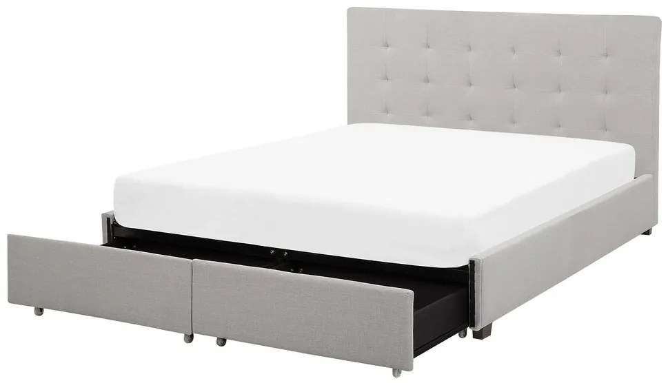 Pat matrimonial 160 cm ROLLA (cu spațiu de depozitare) (cu somieră) (gri deschis). 1007487