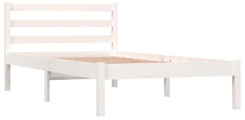 810396 vidaXL Cadru de pat Single 3FT, alb, 90x190 cm, lemn masiv de pin