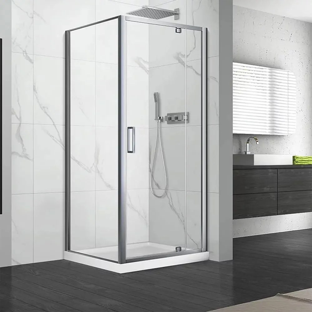 Cabina de dus dreptunghiulara cu usa pivotanta Fluminia Andina 120x90 crom