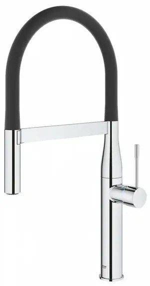 Baterie bucatarie cu pipa flexibila Grohe Essence negru - crom