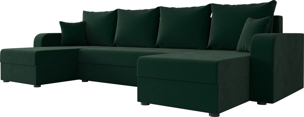 Coltar extensibil in forma de U VALERIO, verde inchis, 305x140 cm