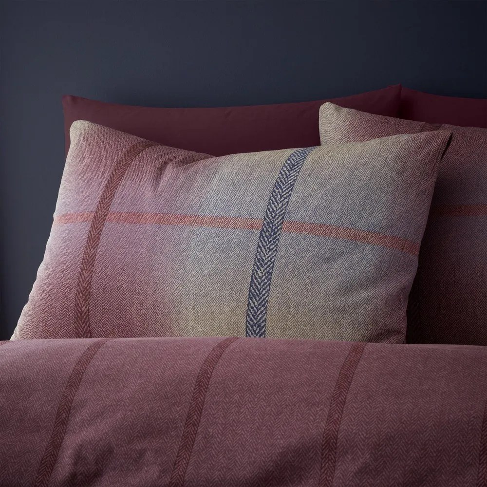 Lenjerie de pat roz-închis din flanelă pentru pat dublu, extinsă 230x220 cm Melrose Tweed Check – Catherine Lansfield