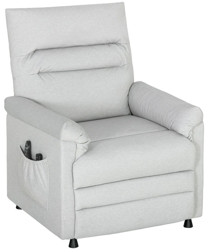 HOMCOM Fotoliu Relaxant Electric cu Masaj și Încălzire și Suport pentru Picioare, Silențios, Fotoliu Reclinabil 150° în Catifea Prietenoasă cu Animalele cu Funcție de Memorare, 2 Telecomenzi pentru Sufragerie, Gri Deschis | Aosom Romania