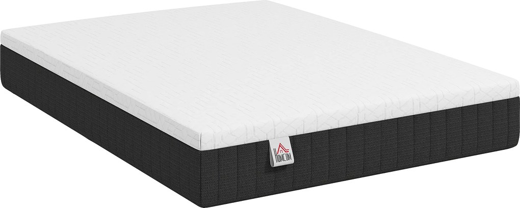 HOMCOM Saltea 140 x 190 cm, grosime 25 cm, spumă cu memorie, arcuri individuale 7 zone, fermitate medie | Aosom Romania