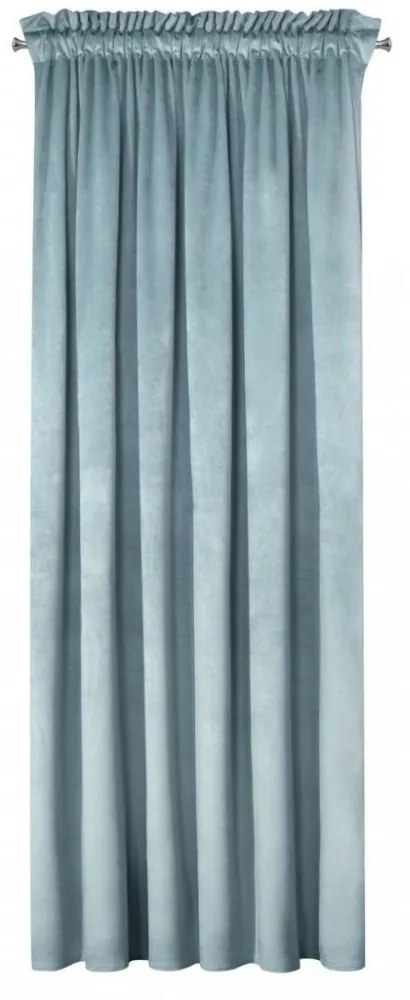 Draperie de catifea albastru deschis, cu agățare pe bandă încrețită 140 x 270 cm