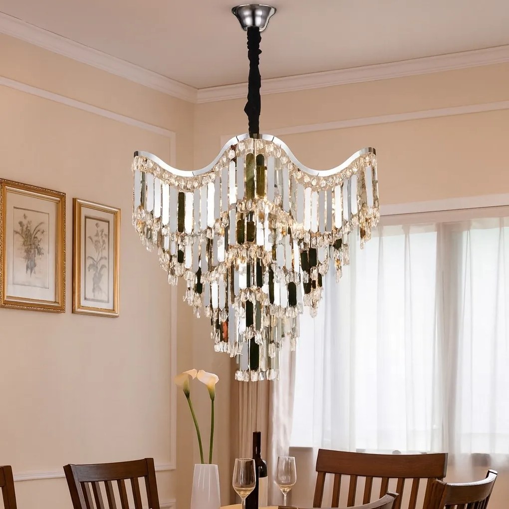 Candelabru Modern Ø780 mm, 18 Becuri E27, Design Chrom, H656 mm – Model 78012-780 CH