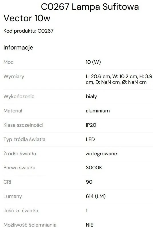 Spot LED Aplicat Directionabil Design Modern, Vector 10w alb