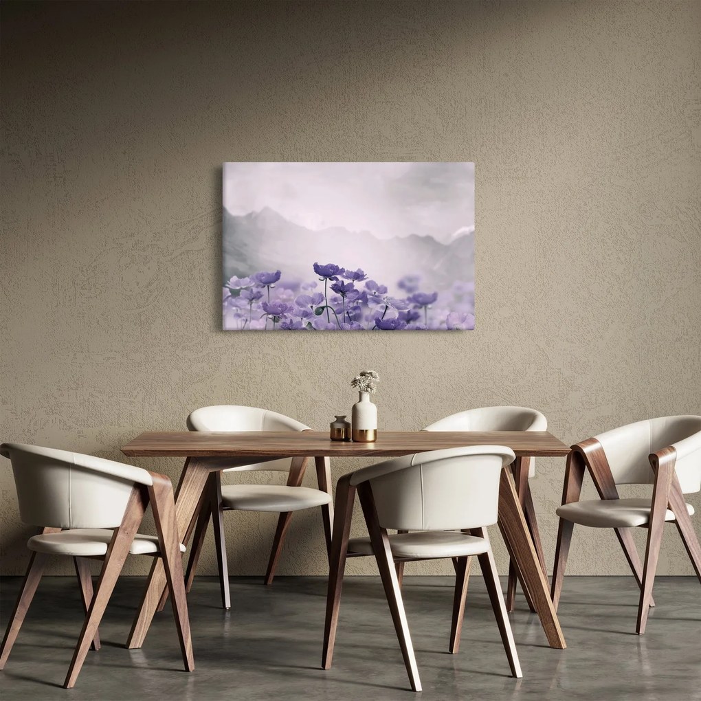 Tablou - Flori mov în munți (90x60 cm)