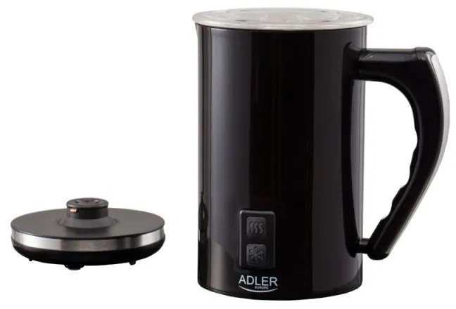 Aparat pentru spumat lapte Adler AD 4478, 500W, 240 ml, Acoperire antiaderenta, Protectie STRIX, Otel negru
