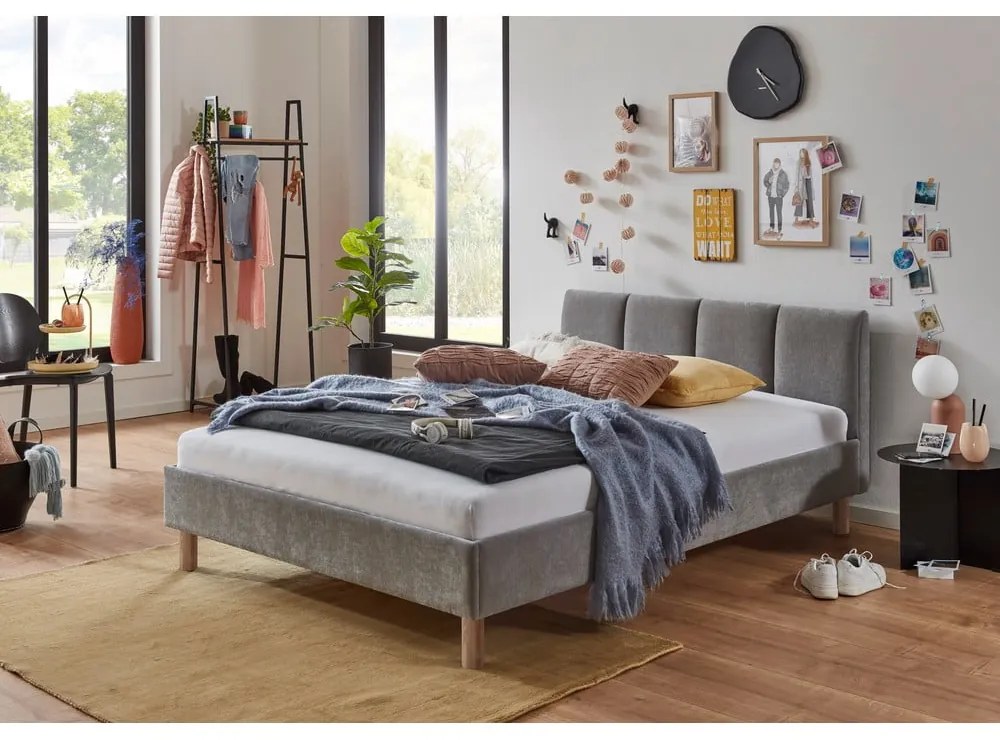 Pat gri tapițat fără somieră 120x200 cm Joker – Meise Möbel