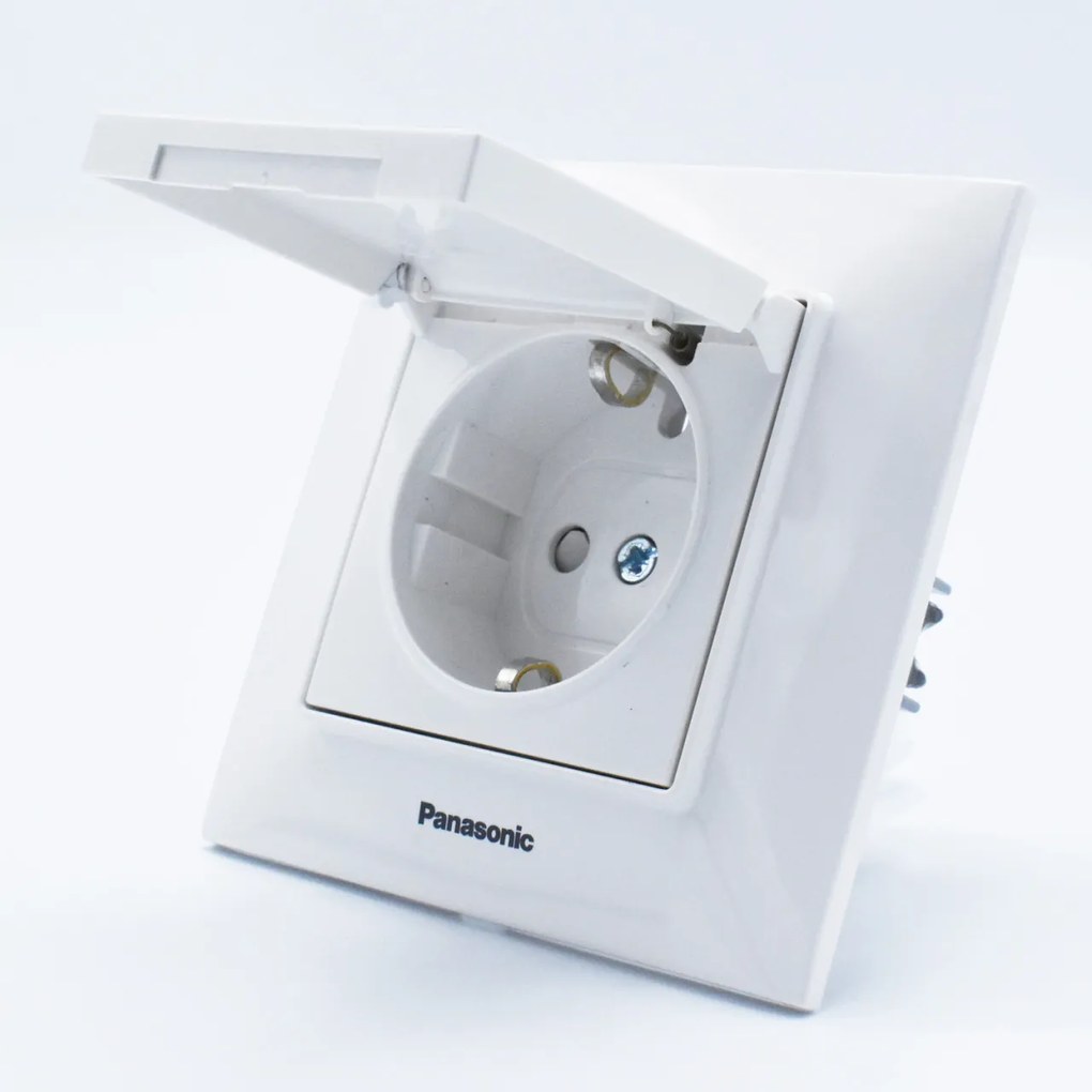 Priza simpla cu capac, 16A, IP20, Alb, Panasonic Arkedia Slim