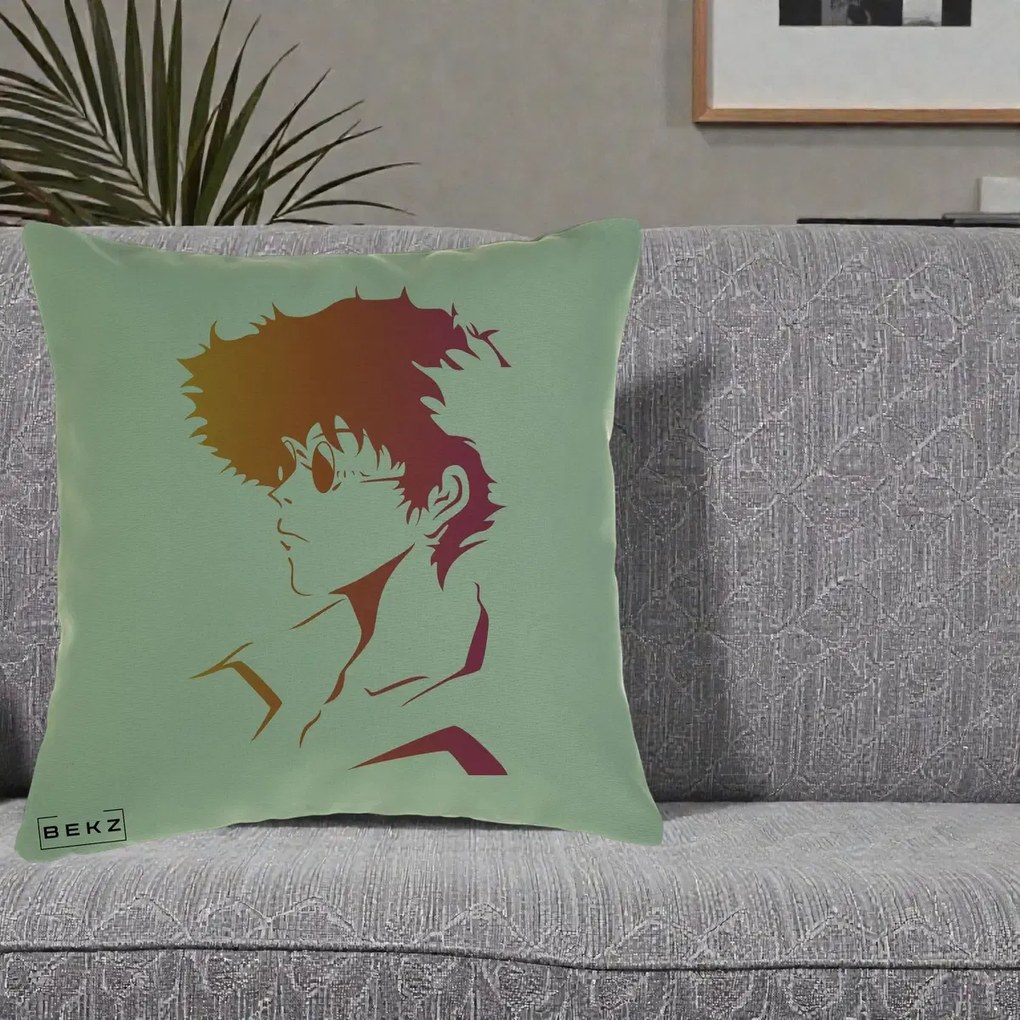 Perna Decorativa Cowboy Bebop Spike Silueta Gradient, 40x40 cm, Verde, Husa Detasabila, Perna Inclusa, BEKZ®