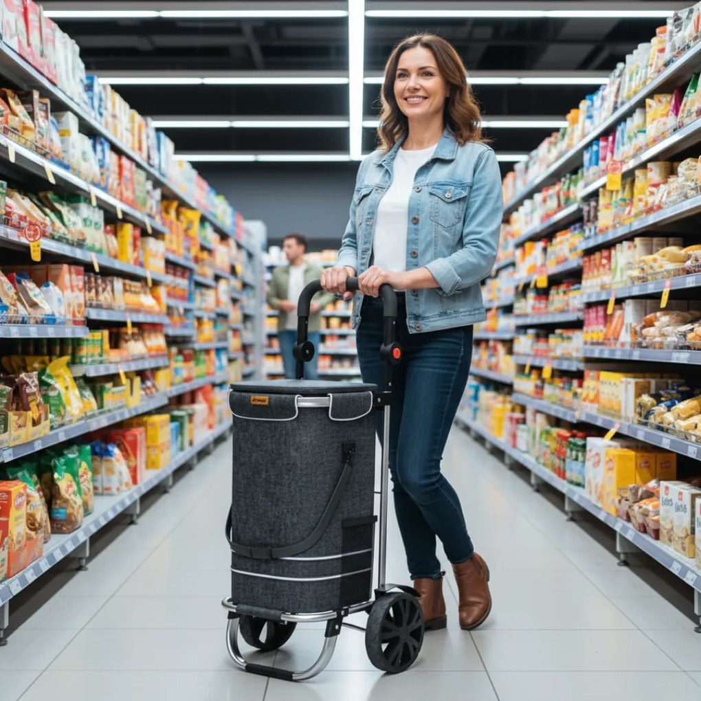 Jurhan Geantă de cumpărături pe roți EASY, 50L, negru