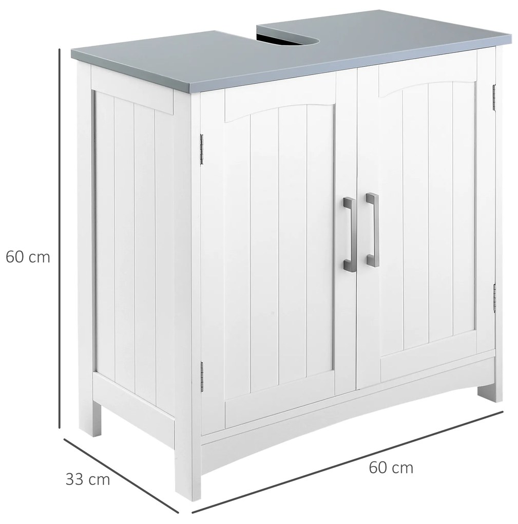 kleankin Mobilier Sub Lavoar Baie cu 2 Usi din MDF, 60x33x60cm, Gri si Alb | Aosom Ro