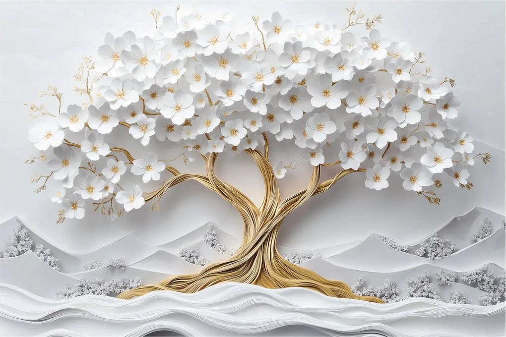 Tablou – Arborele vieții 3D plin de flori (90x60 cm)