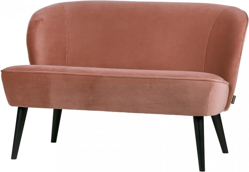Canapea mica din catifea roz Sara Old Pink Woood